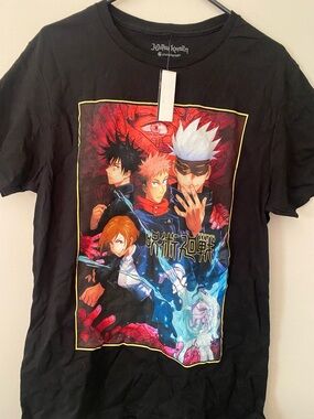 Jujutsu Kaisen Goho Yuji Megumi Nobara Graphic Tee Black Shirt